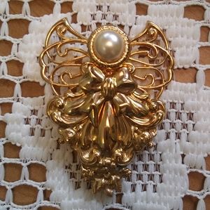 Vintage Angel Brooch, Tidings of Love, "Hopeful", Gold Pin